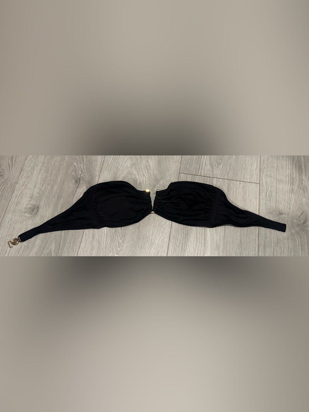 Victorias Secret Black Bandeau Bikini Top with Gold Accents XS